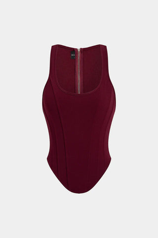 Top con zip e vita a corsetto
