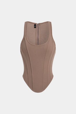 Top con zip e vita a corsetto