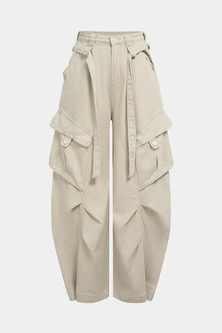 Jeans a gamba larga con tasche, cintura