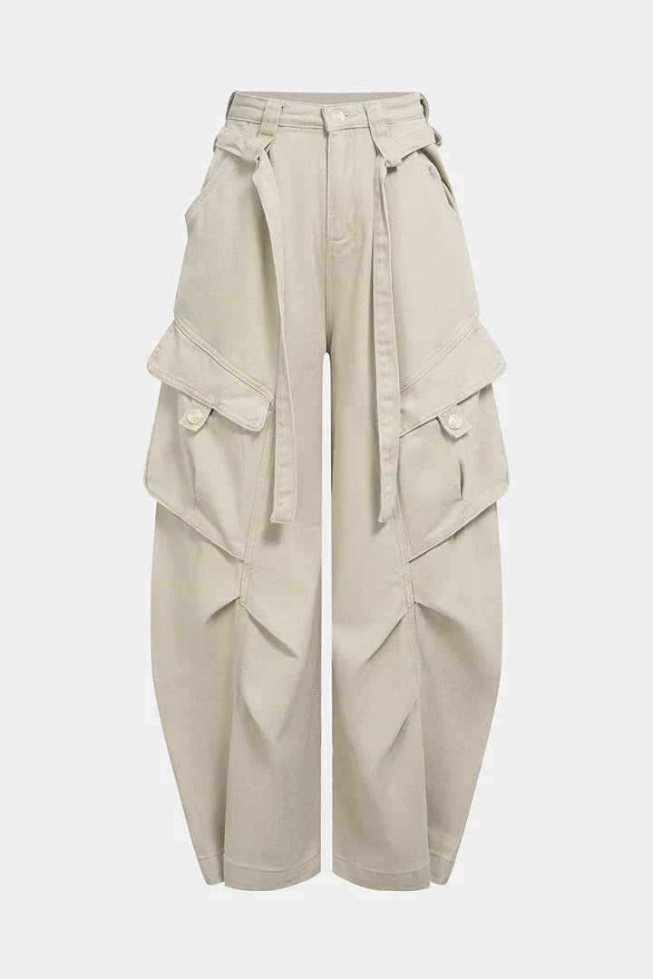 Jeans a gamba larga con tasche, cintura