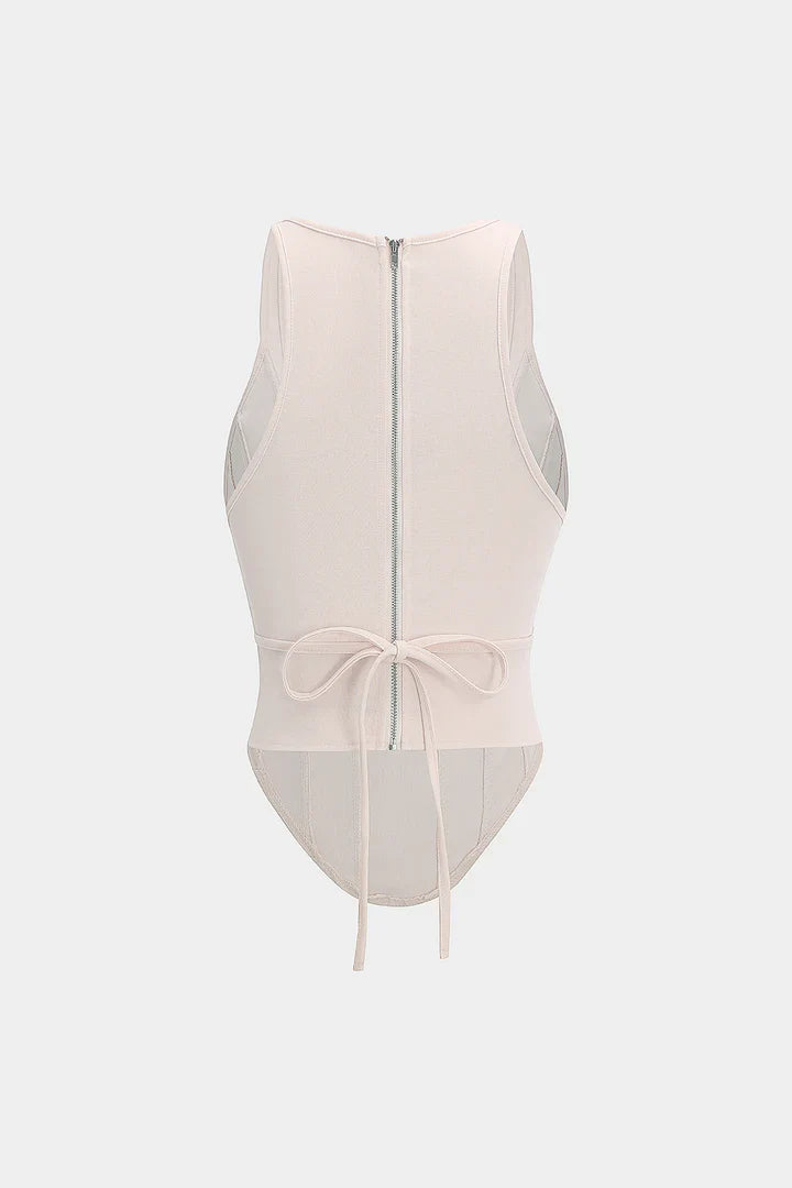 Top con zip e vita a corsetto