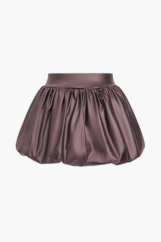Cordula | Gonna Mini a Palloncino in Ecopelle con Vita Elastico