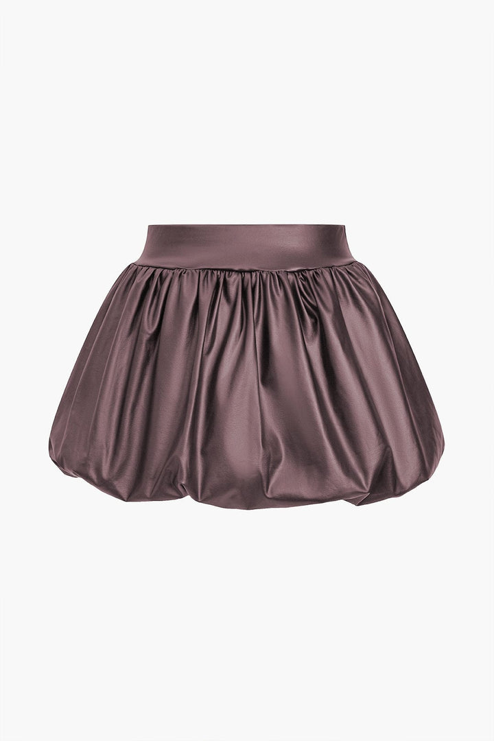Cordula | Gonna Mini a Palloncino in Ecopelle con Vita Elastico