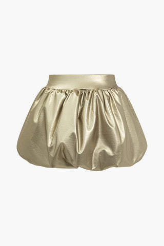 Cordula | Gonna Mini a Palloncino in Ecopelle con Vita Elastico