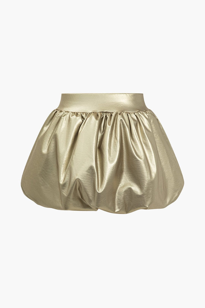 Cordula | Gonna Mini a Palloncino in Ecopelle con Vita Elastico