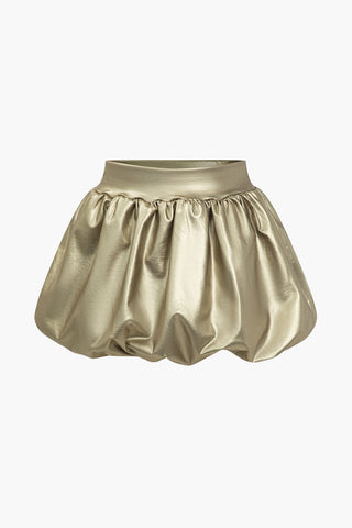 Cordula | Gonna Mini a Palloncino in Ecopelle con Vita Elastico
