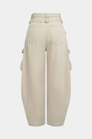 Jeans a gamba larga con tasche, cintura