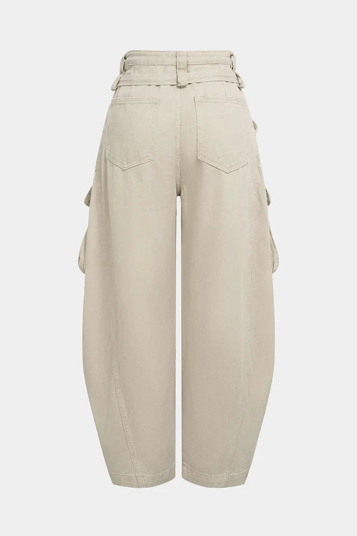 Jeans a gamba larga con tasche, cintura