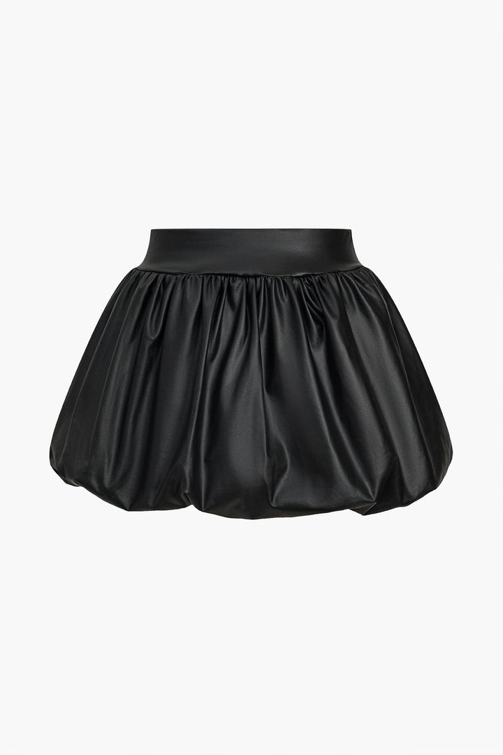 Cordula | Gonna Mini a Palloncino in Ecopelle con Vita Elastico