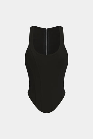 Top con zip e vita a corsetto