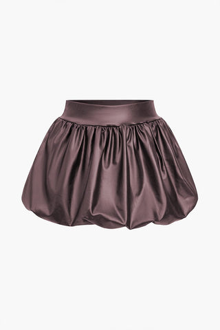 Cordula | Gonna Mini a Palloncino in Ecopelle con Vita Elastico