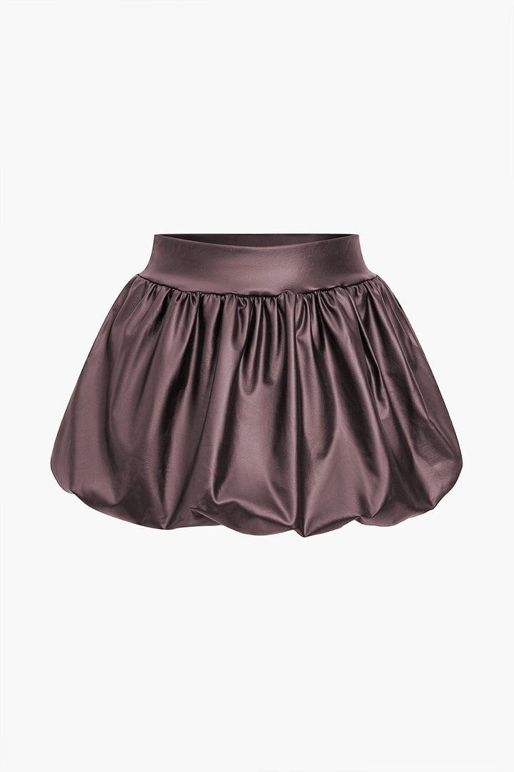 Cordula | Gonna Mini a Palloncino in Ecopelle con Vita Elastico