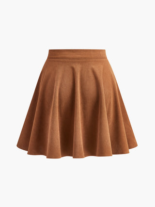 Lina | Gonna in corduroy a campana per donne con chiusura a bottoni