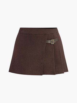 Noa | Gonna mini plissettata in maglia con fibbia decorativa