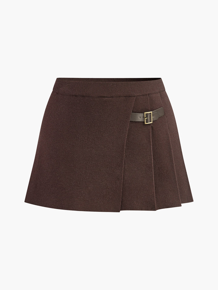 Noa | Gonna mini plissettata in maglia con fibbia decorativa