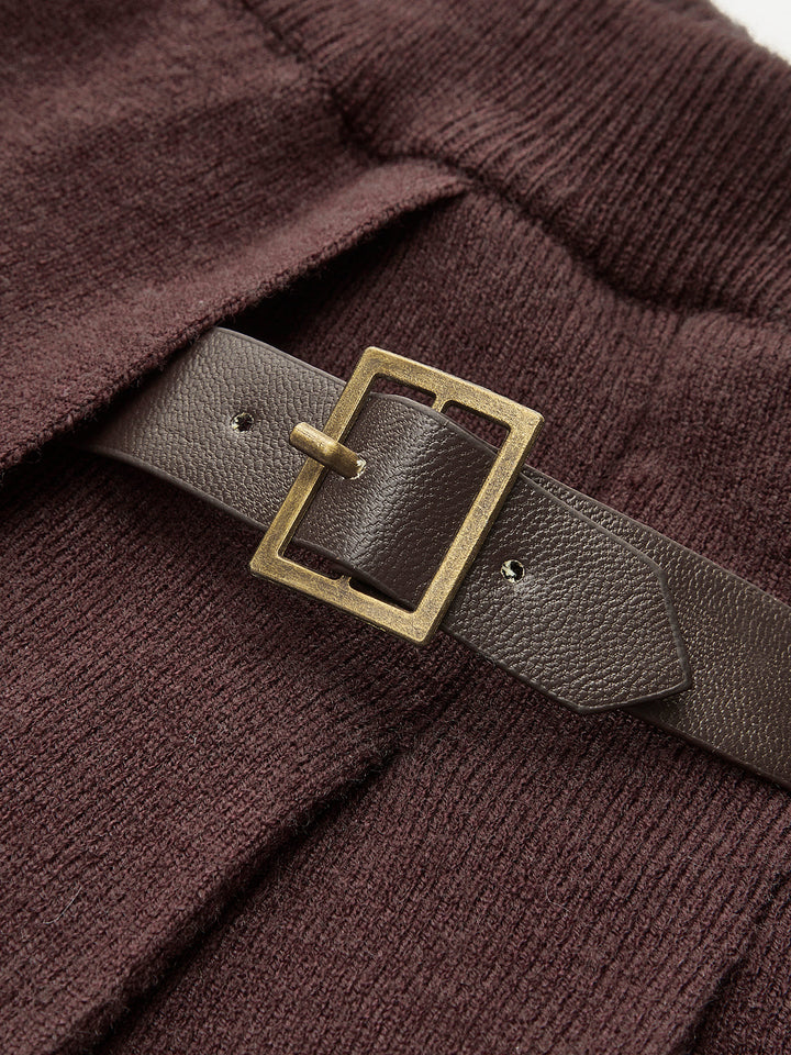 Noa | Gonna mini plissettata in maglia con fibbia decorativa