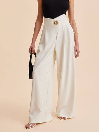 Pantaloni Larghi a Vita Alta Eleganti per Donne Attente alla Moda – Design Elegante, Tessuto Morbido e Versatile per Occasioni Casual e Formali.