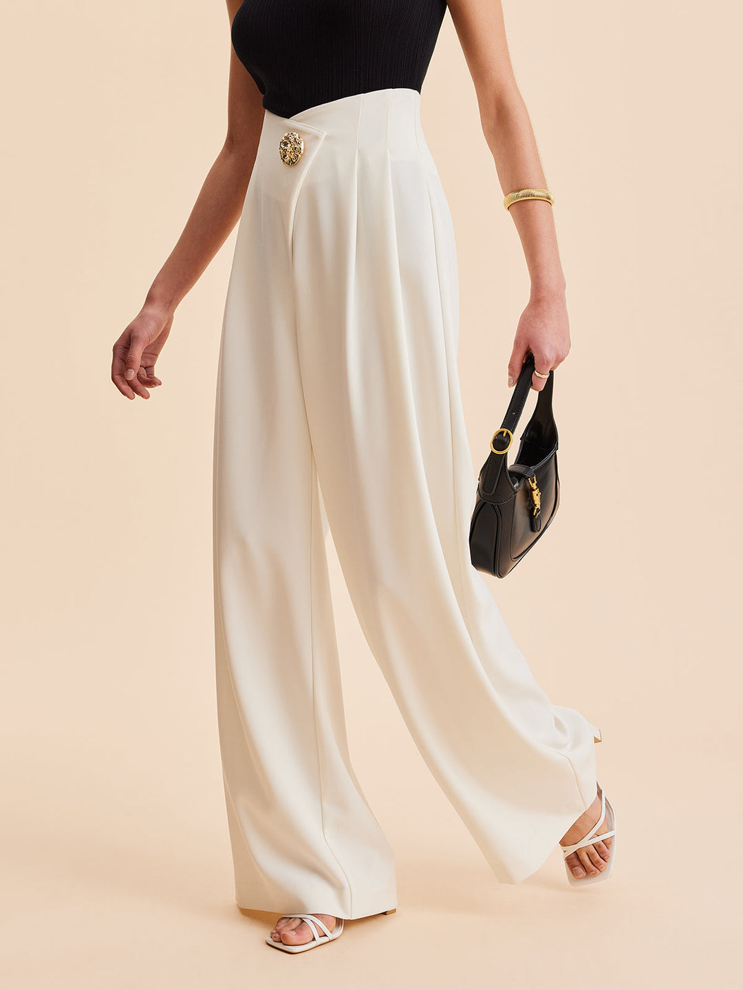 Pantaloni Larghi a Vita Alta Eleganti per Donne Attente alla Moda – Design Elegante, Tessuto Morbido e Versatile per Occasioni Casual e Formali.