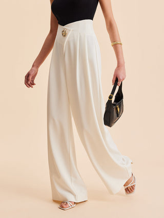 Pantaloni Larghi a Vita Alta Eleganti per Donne Attente alla Moda – Design Elegante, Tessuto Morbido e Versatile per Occasioni Casual e Formali.