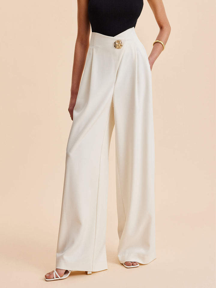 Pantaloni Larghi a Vita Alta Eleganti per Donne Attente alla Moda – Design Elegante, Tessuto Morbido e Versatile per Occasioni Casual e Formali.