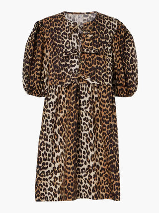 Chiara | Abito Femminile in Stampa Leopardo con Maniche a Palloncino Corte