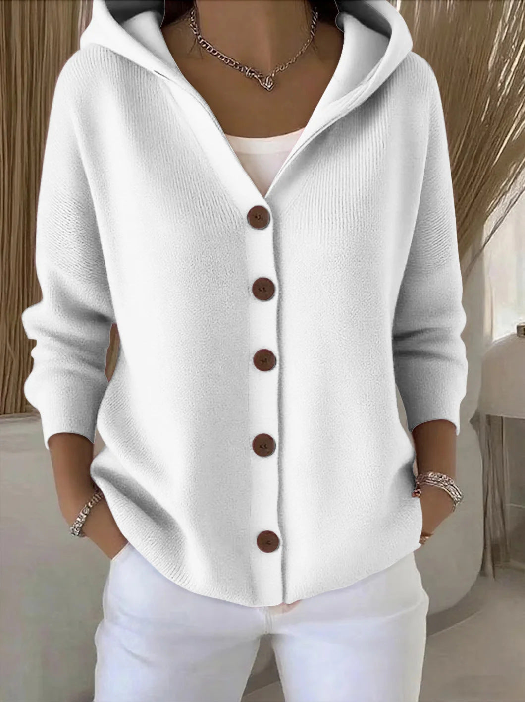 Merel | Cardigan con cappuccio e bottoni