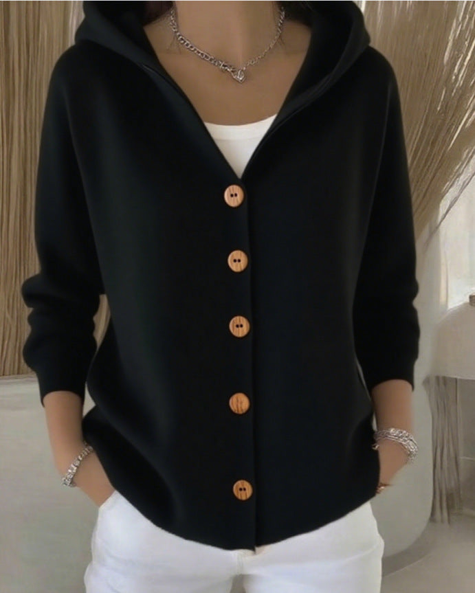 Merel | Cardigan con cappuccio e bottoni