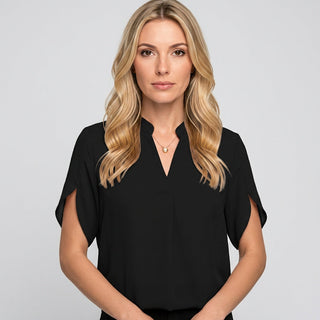 Elegante Blusa con Scollatura a V e Maniche Corte
