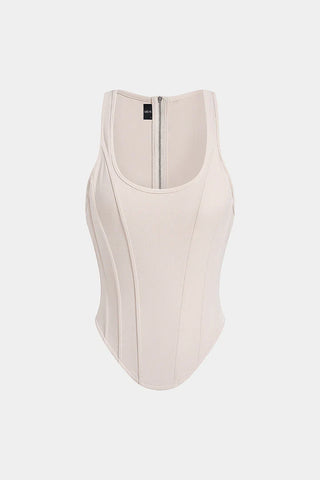 Top con zip e vita a corsetto