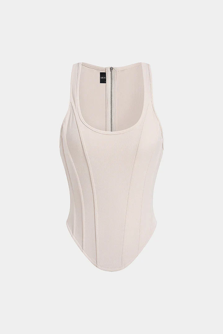 Top con zip e vita a corsetto