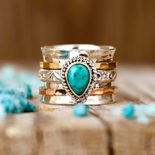 Anello dichiarativo Azzurra con turchese ovale