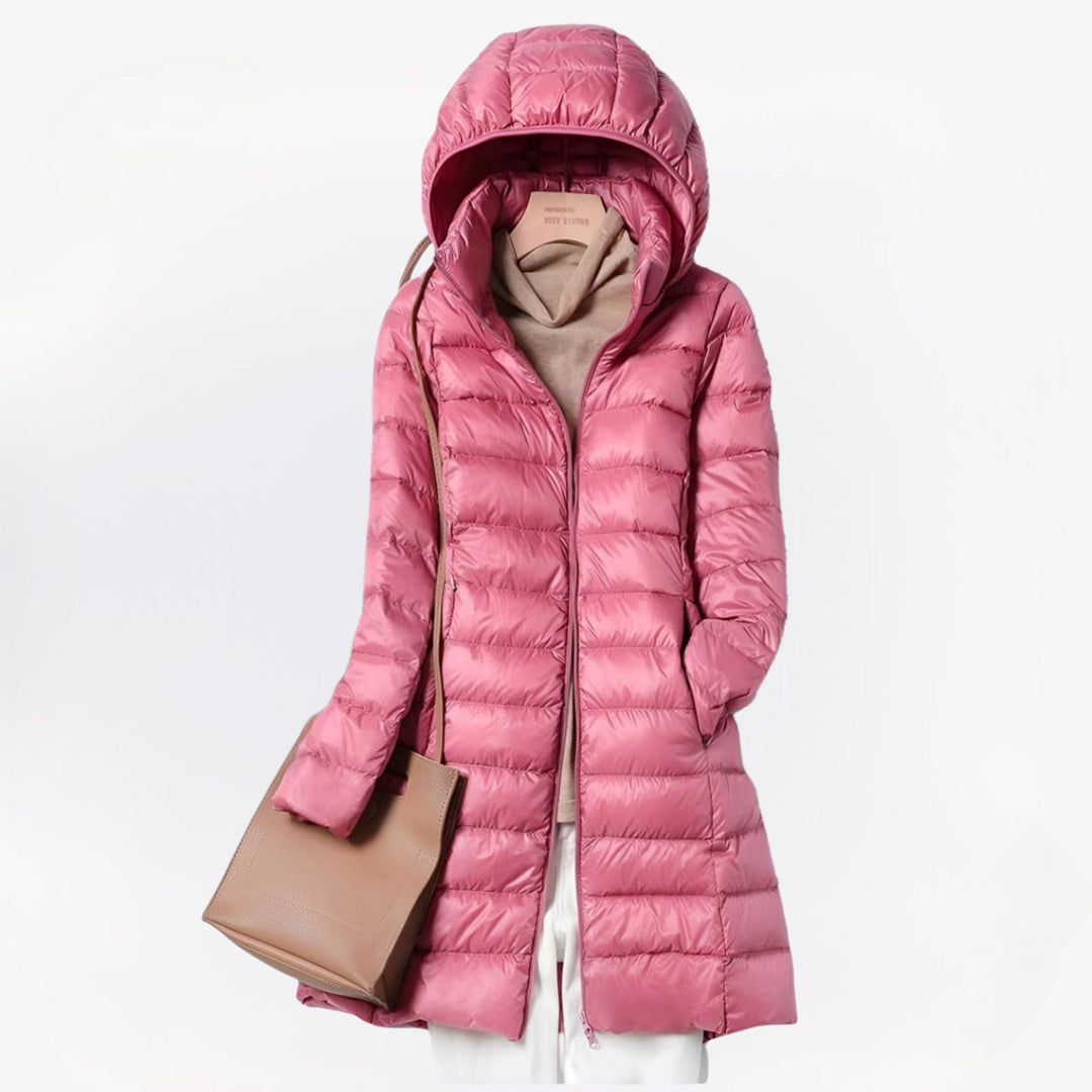 Cecilia | Manteau long matelassé à capuche intégrée