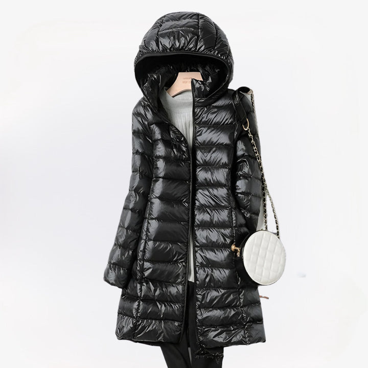 Cecilia | Manteau long matelassé à capuche intégrée