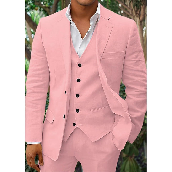 Completo in Lino da Uomo - Classico 3 Pezzi - Perfetto per Matrimoni e Occasioni Formali