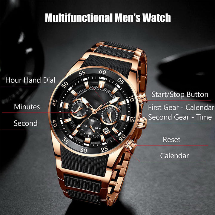 Orologio multifunzionale da uomo con movimento impermeabile