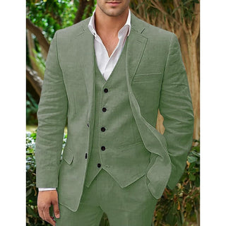 Completo in Lino da Uomo - Classico 3 Pezzi - Perfetto per Matrimoni e Occasioni Formali