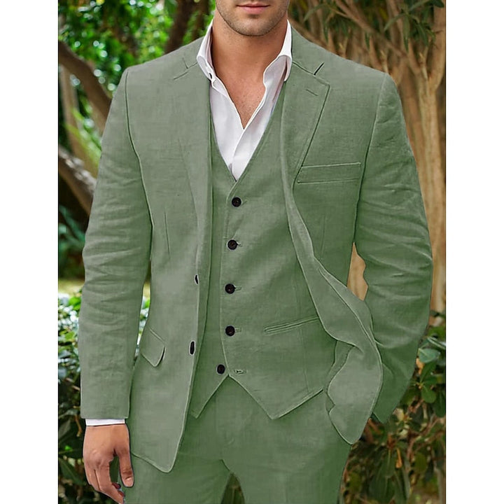 Completo in Lino da Uomo - Classico 3 Pezzi - Perfetto per Matrimoni e Occasioni Formali