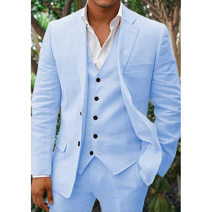 Completo in Lino da Uomo - Classico 3 Pezzi - Perfetto per Matrimoni e Occasioni Formali